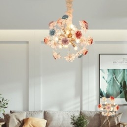 Lustre suspendu décoratif en cristal moderne avec fleurs