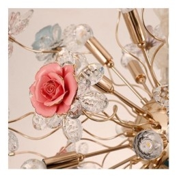 Lustre suspendu décoratif en cristal moderne avec fleurs