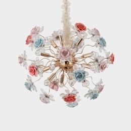 Lustre suspendu décoratif en cristal moderne avec fleurs