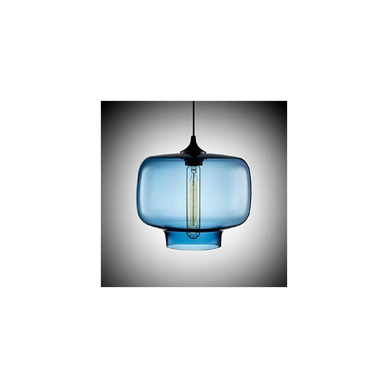 Suspension design bouteille 1 lumière, peinture concise en fer