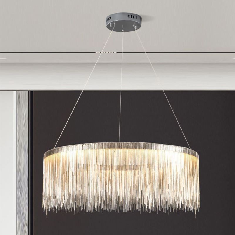 Lustre rond à pampilles de luxe