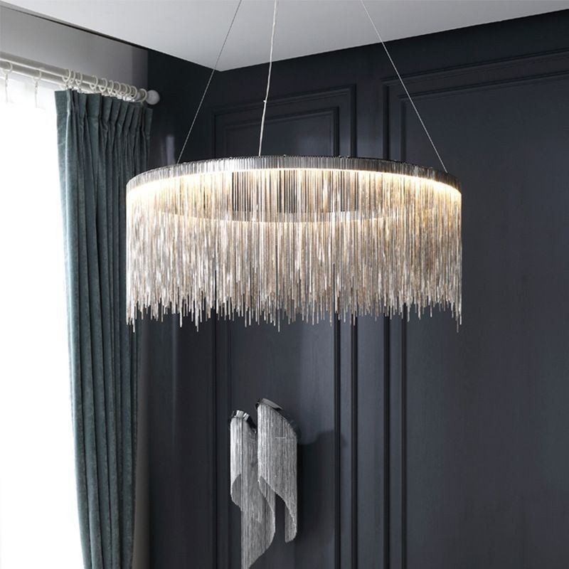 Lustre rond à pampilles de luxe
