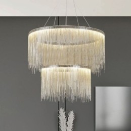 Lustre rond à pampilles de luxe