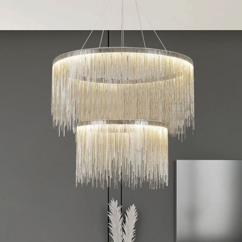 Lustre rond à pampilles de luxe