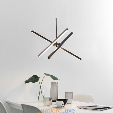 Lampe suspendue moderne à bande noire à intensité variable Lampe suspendue moderne à bande noire à intensité variable