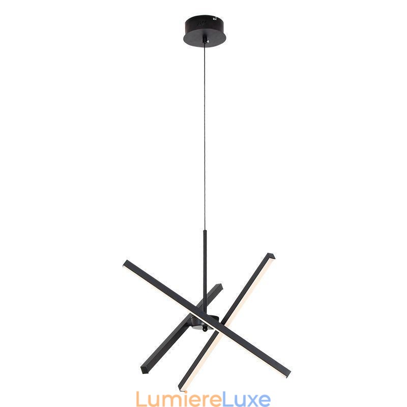 Lampe suspendue moderne à bande noire à intensité variable