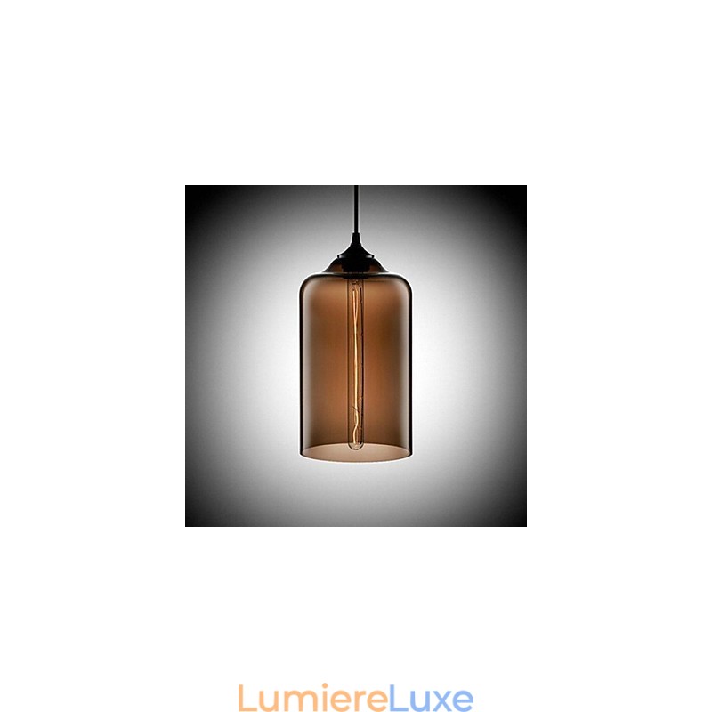 Suspension design bouteille 1 lumière, peinture concise en fer