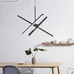 Lampe suspendue moderne à bande noire à intensité variable