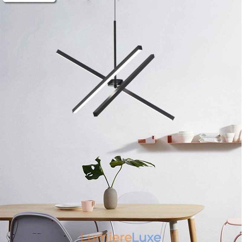 Lampe suspendue moderne à bande noire à intensité variable