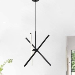 Lampe suspendue moderne à bande noire à intensité variable