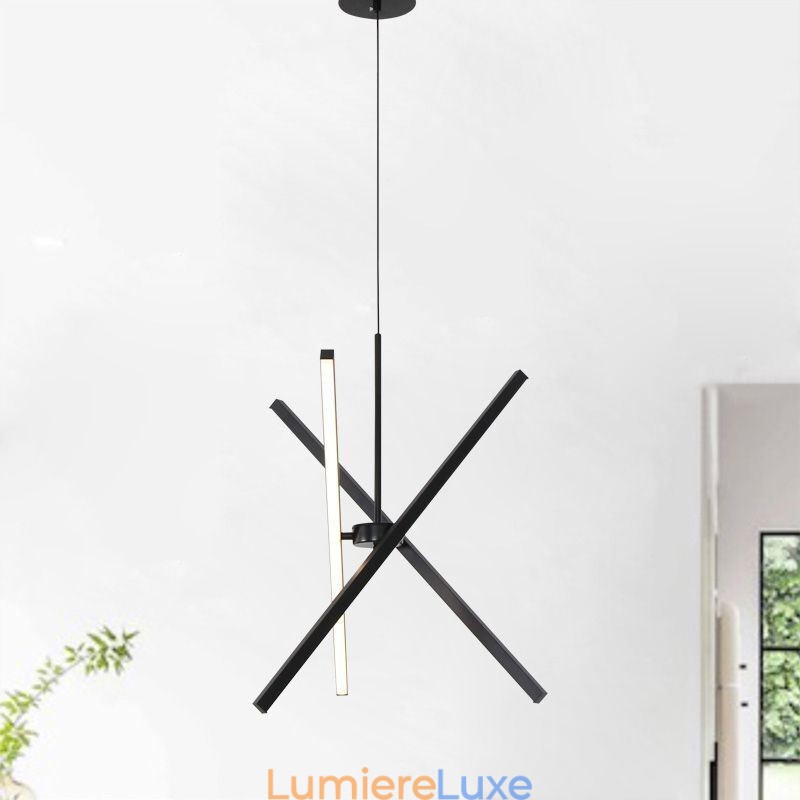 Lampe suspendue moderne à bande noire à intensité variable