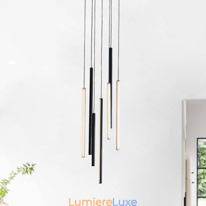 Lustre moderne à longue bande pour immeuble duplex