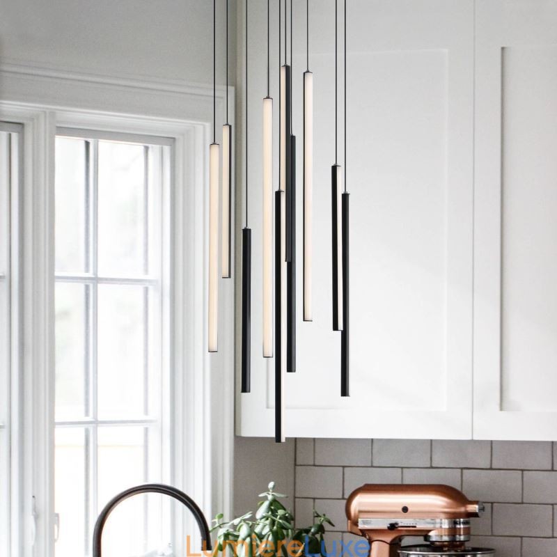 Lustre moderne à longue bande pour immeuble duplex