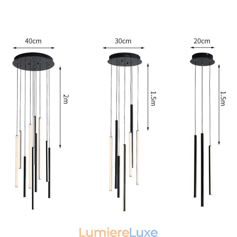 Lustre moderne à longue bande pour immeuble duplex