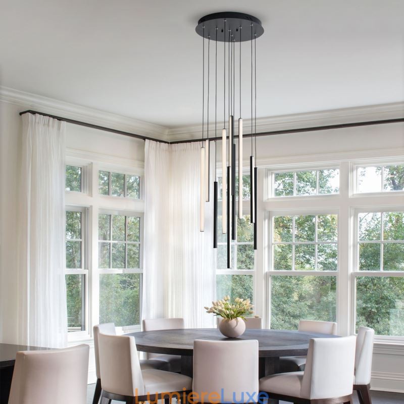 Lustre moderne à longue bande pour immeuble duplex