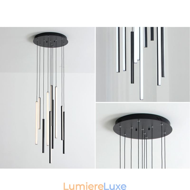 Lustre moderne à longue bande pour immeuble duplex