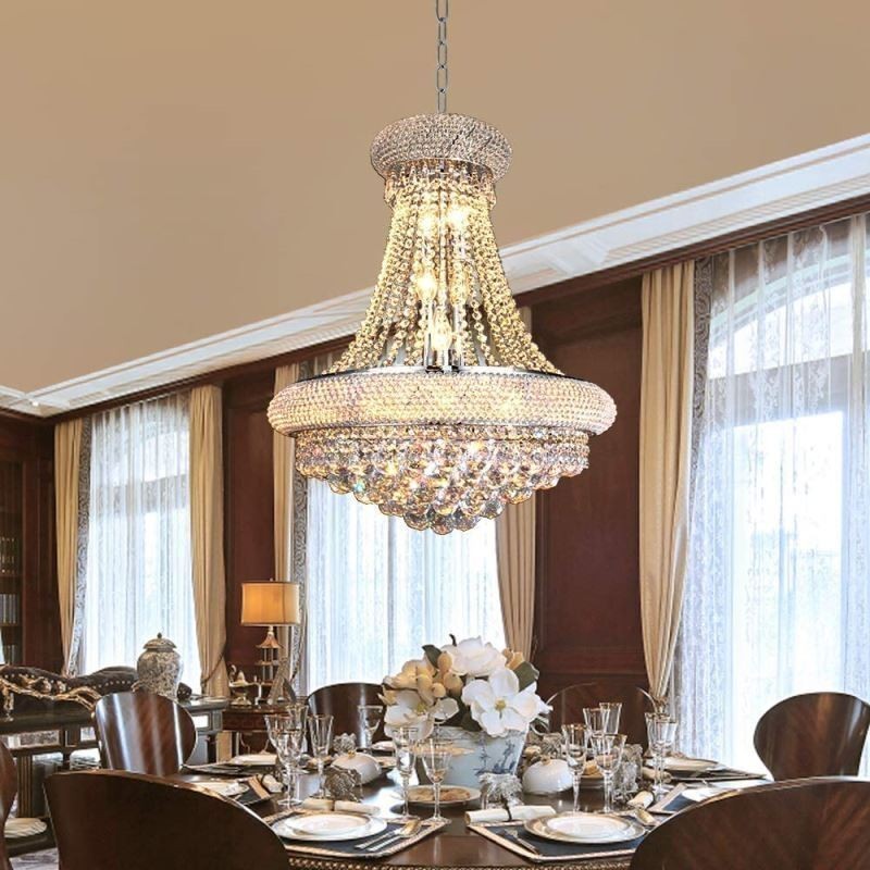 Lustre en forme de couronne, suspension luxueuse en cristal