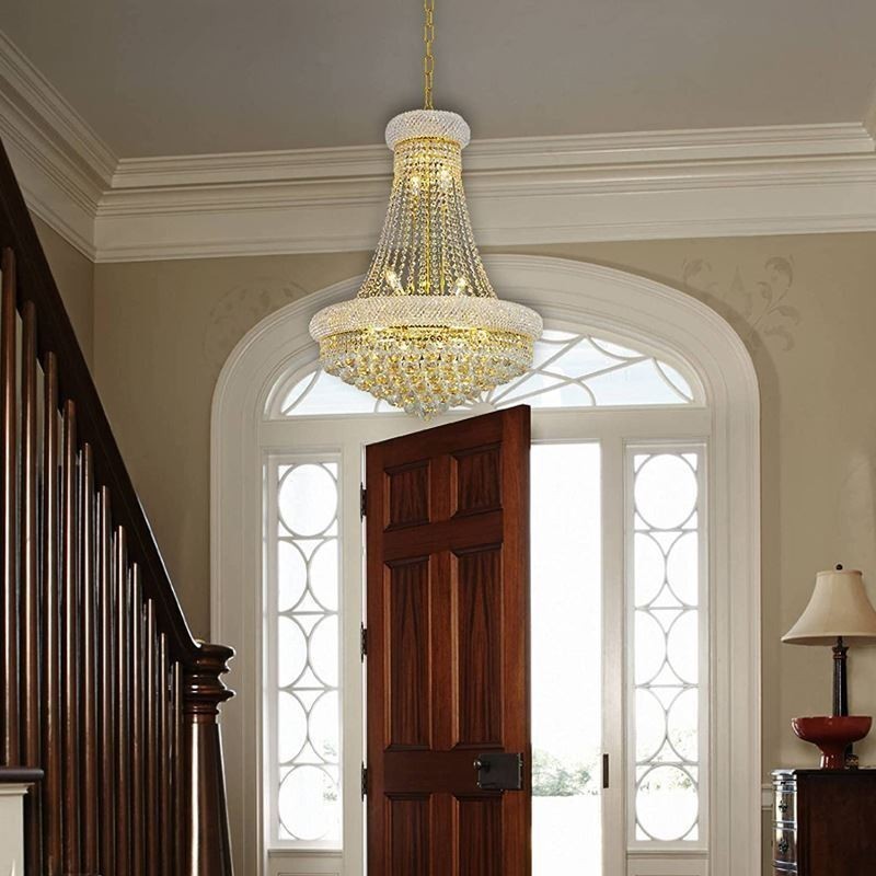 Lustre en forme de couronne, suspension luxueuse en cristal