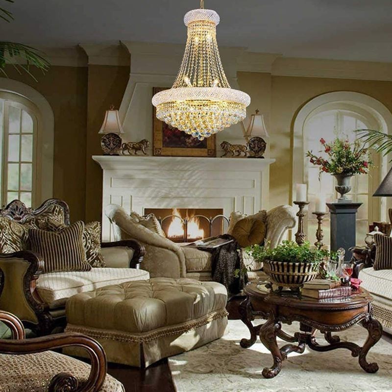 Lustre en forme de couronne, suspension luxueuse en cristal