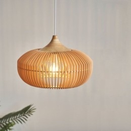 Lustre suspendu en forme de citrouille avec cadre en bois