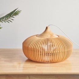Lustre suspendu en forme de citrouille avec cadre en bois