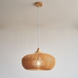 Lustre suspendu en forme de citrouille avec cadre en bois