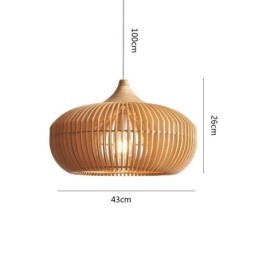 Lustre suspendu en forme de citrouille avec cadre en bois