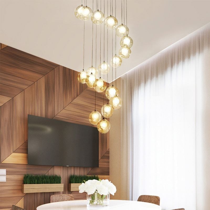 Lustre moderne en forme de boule de cristal coloré (style coloré, veuillez nous contacter)