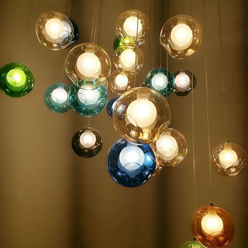 Lustre moderne en forme de boule de cristal coloré (style coloré, veuillez nous contacter)