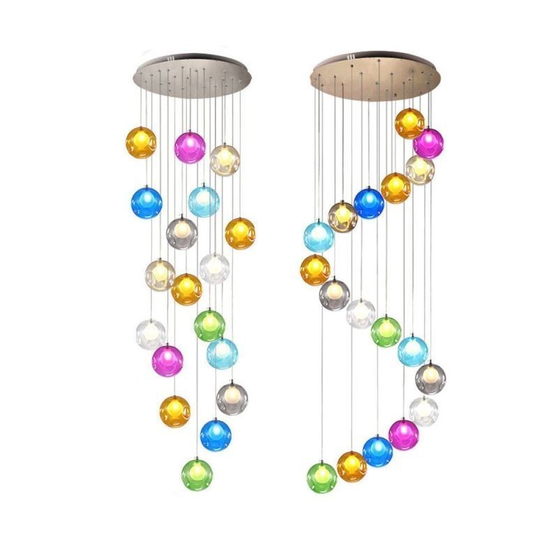 Lustre moderne en forme de boule de cristal coloré (style coloré, veuillez nous contacter)