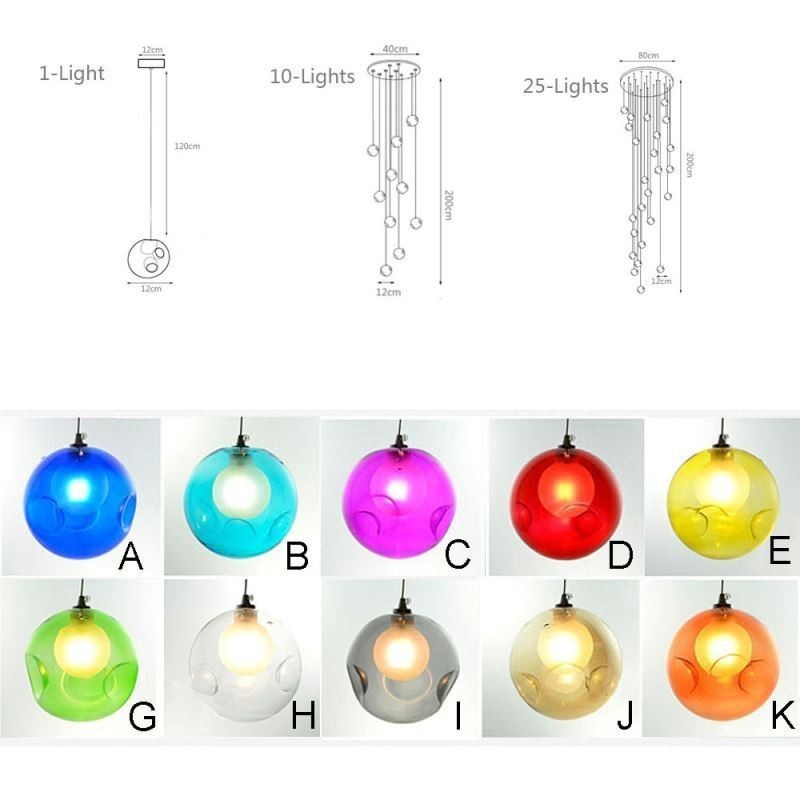 Lustre moderne en forme de boule de cristal coloré (style coloré, veuillez nous contacter)