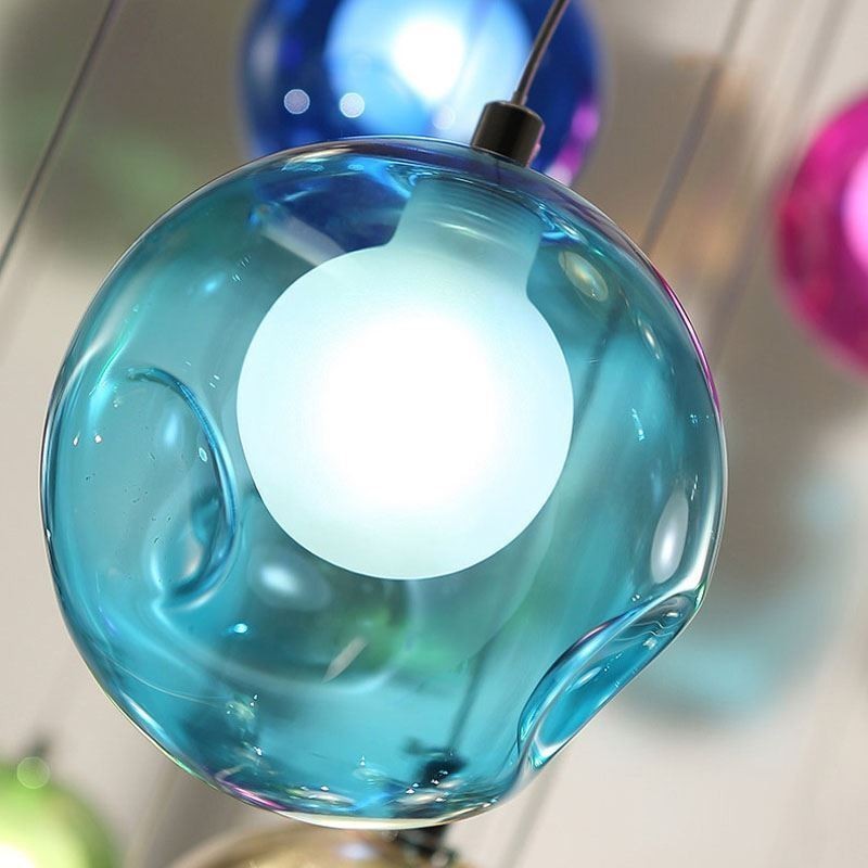 Lustre moderne en forme de boule de cristal coloré (style coloré, veuillez nous contacter)
