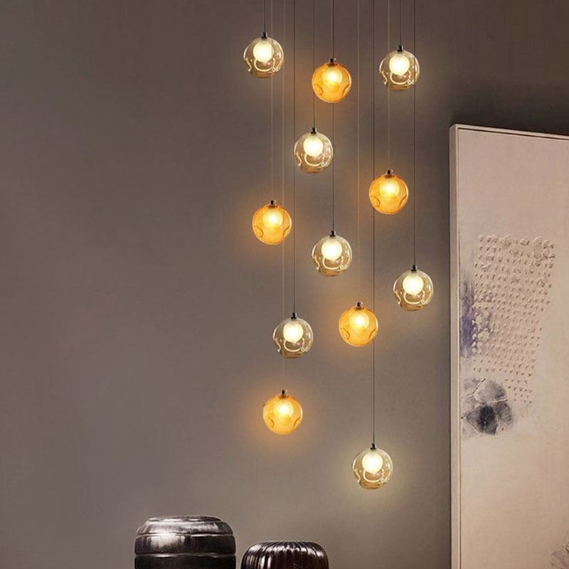 Lustre moderne en forme de boule de cristal coloré (style coloré, veuillez nous contacter)