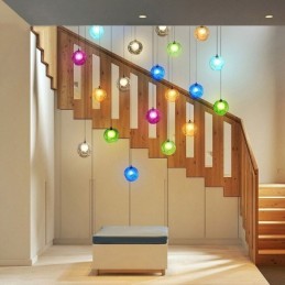 Lustre moderne en forme de boule de cristal coloré (style coloré, veuillez nous contacter)