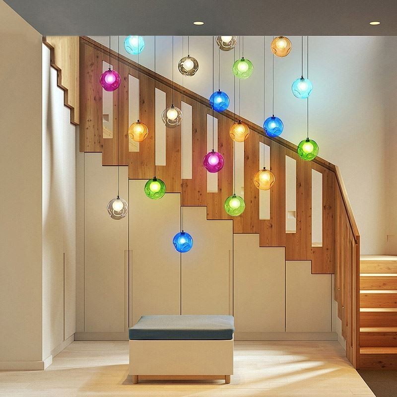 Lustre moderne en forme de boule de cristal coloré (style coloré, veuillez nous contacter)