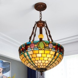 Lampe suspendue décorative en vitrail