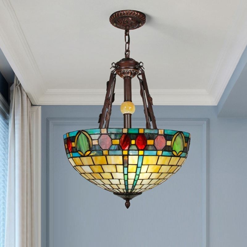 Lampe suspendue décorative en vitrail