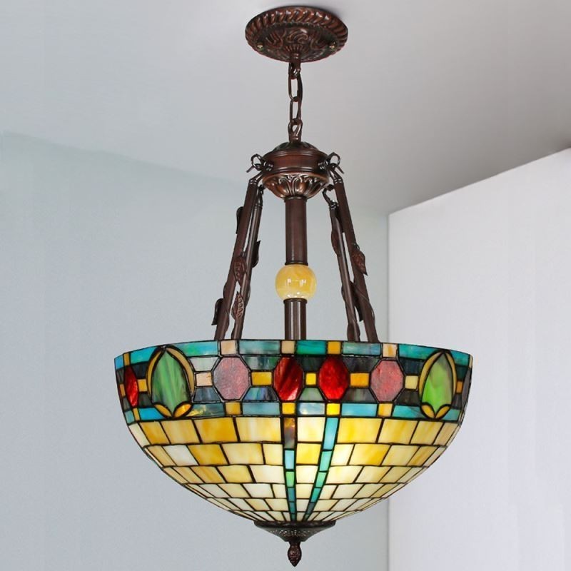 Lampe suspendue décorative en vitrail