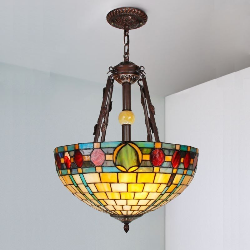 Lampe suspendue décorative en vitrail