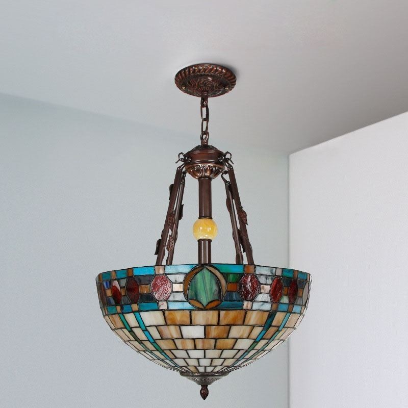 Lampe suspendue décorative en vitrail
