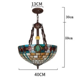 Lampe suspendue décorative en vitrail