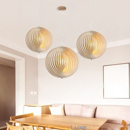 Lustre boule rond moderne en tilleul Lustre boule rond moderne en tilleul