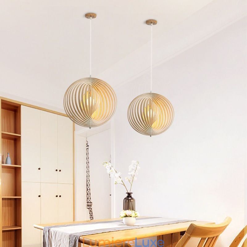 Lustre boule rond moderne en tilleul