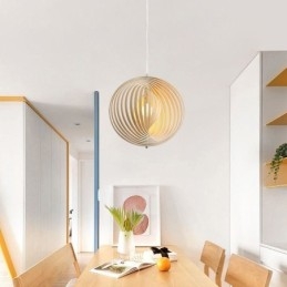 Lustre boule rond moderne en tilleul