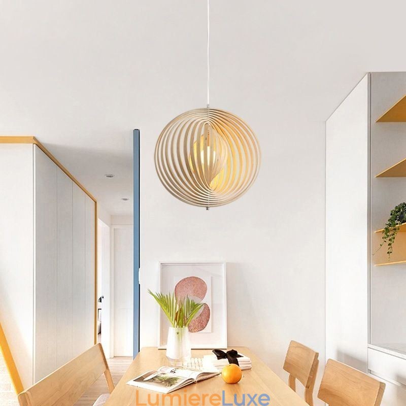 Lustre boule rond moderne en tilleul