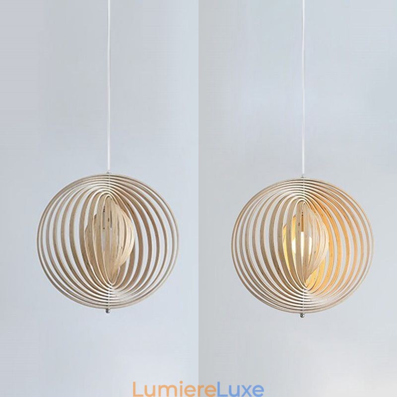 Lustre boule rond moderne en tilleul