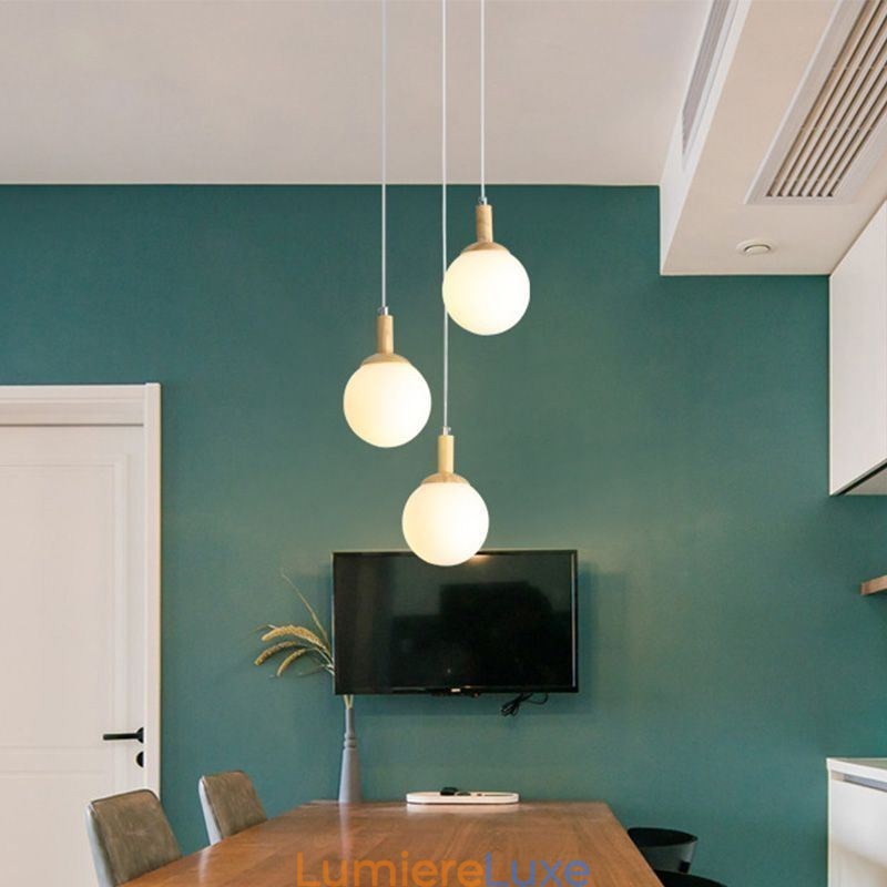 Suspension japonaise en bois et verre nordique