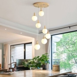 Suspension japonaise en bois et verre nordique