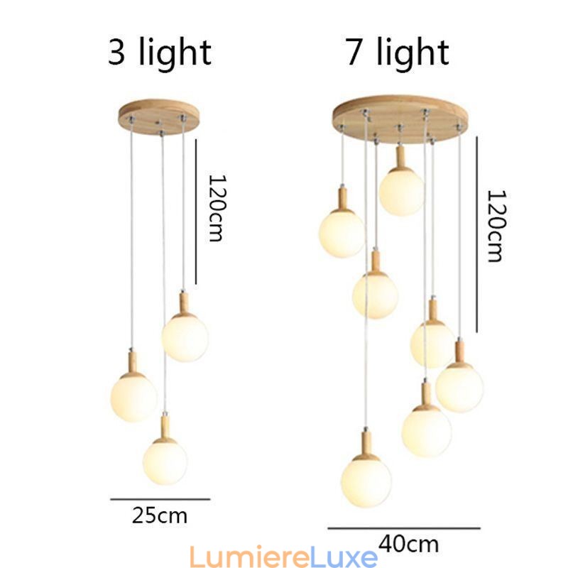 Suspension japonaise en bois et verre nordique