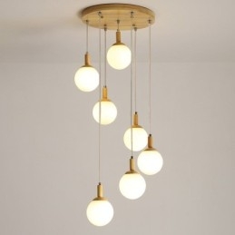 Suspension japonaise en bois et verre nordique